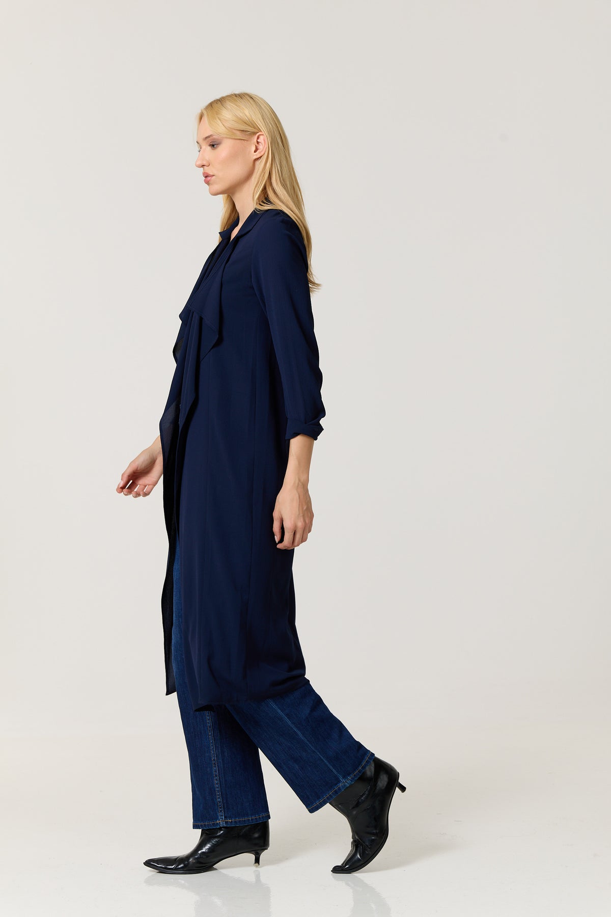 
                  
                    Navy Waterfall Duster Coat
                  
                