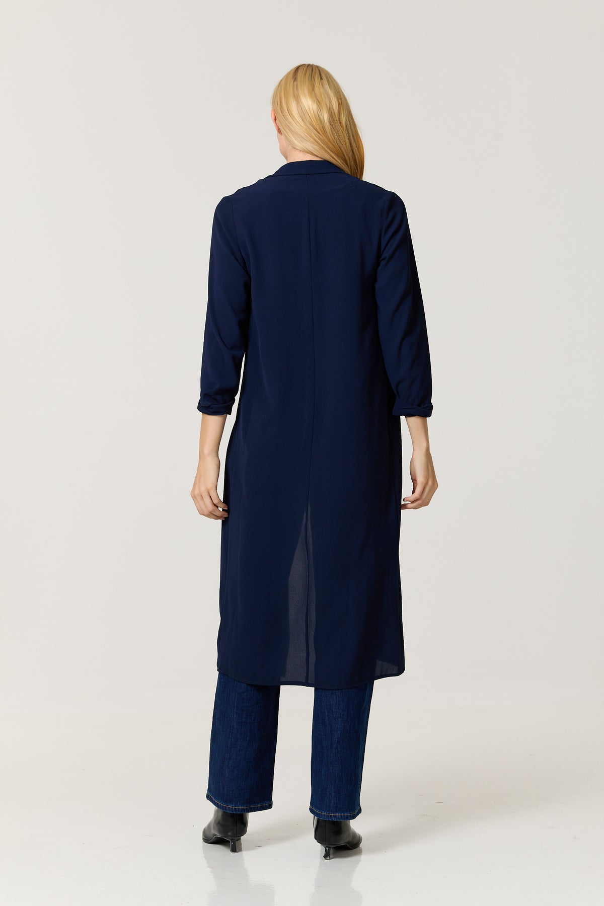 
                  
                    Navy Waterfall Duster Coat
                  
                