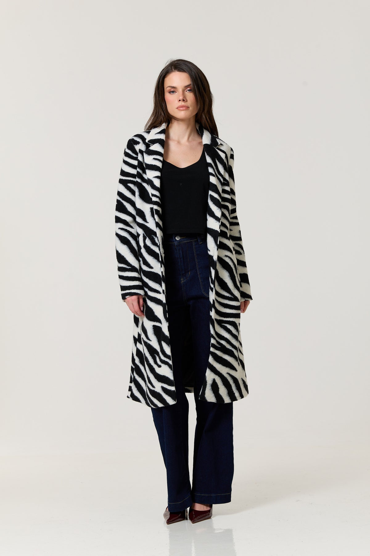 
                  
                    Zebra Print Wool Blend Long Coat
                  
                