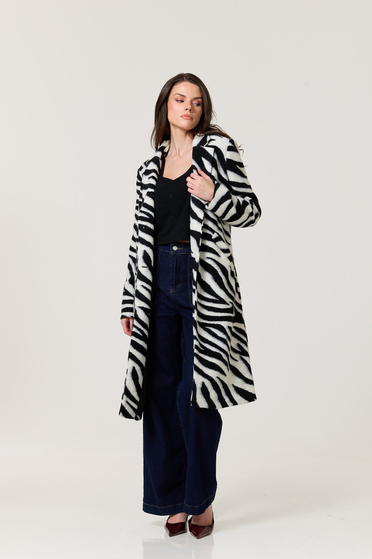 
                  
                    Zebra Print Wool Blend Long Coat
                  
                