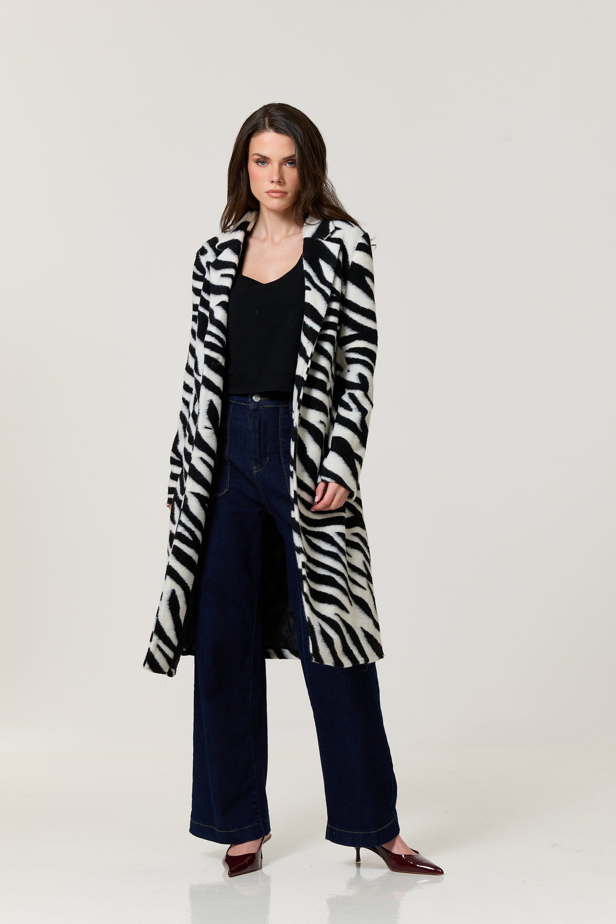 
                  
                    Zebra Print Wool Blend Long Coat
                  
                