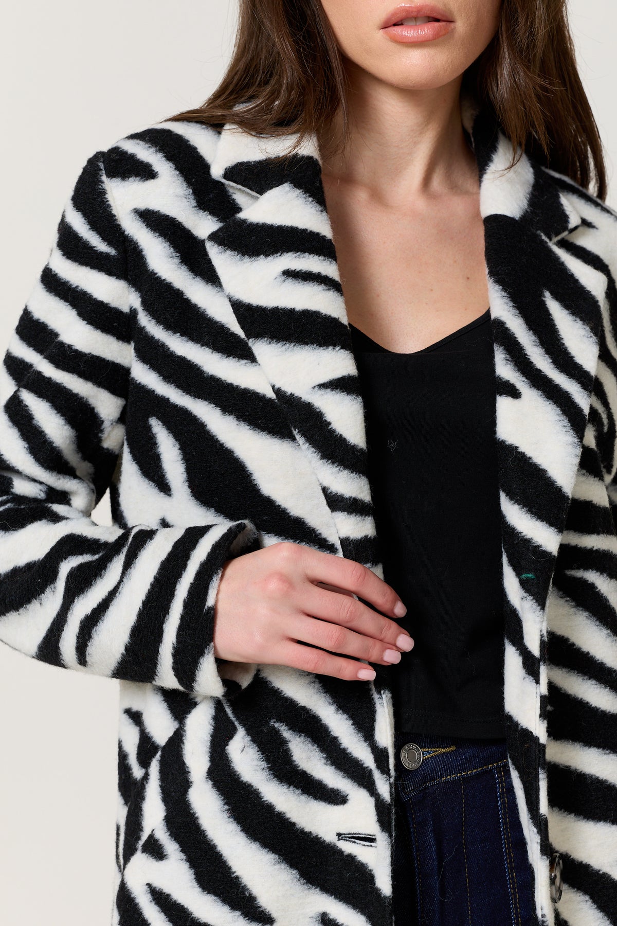 
                  
                    Zebra Print Wool Blend Long Coat
                  
                