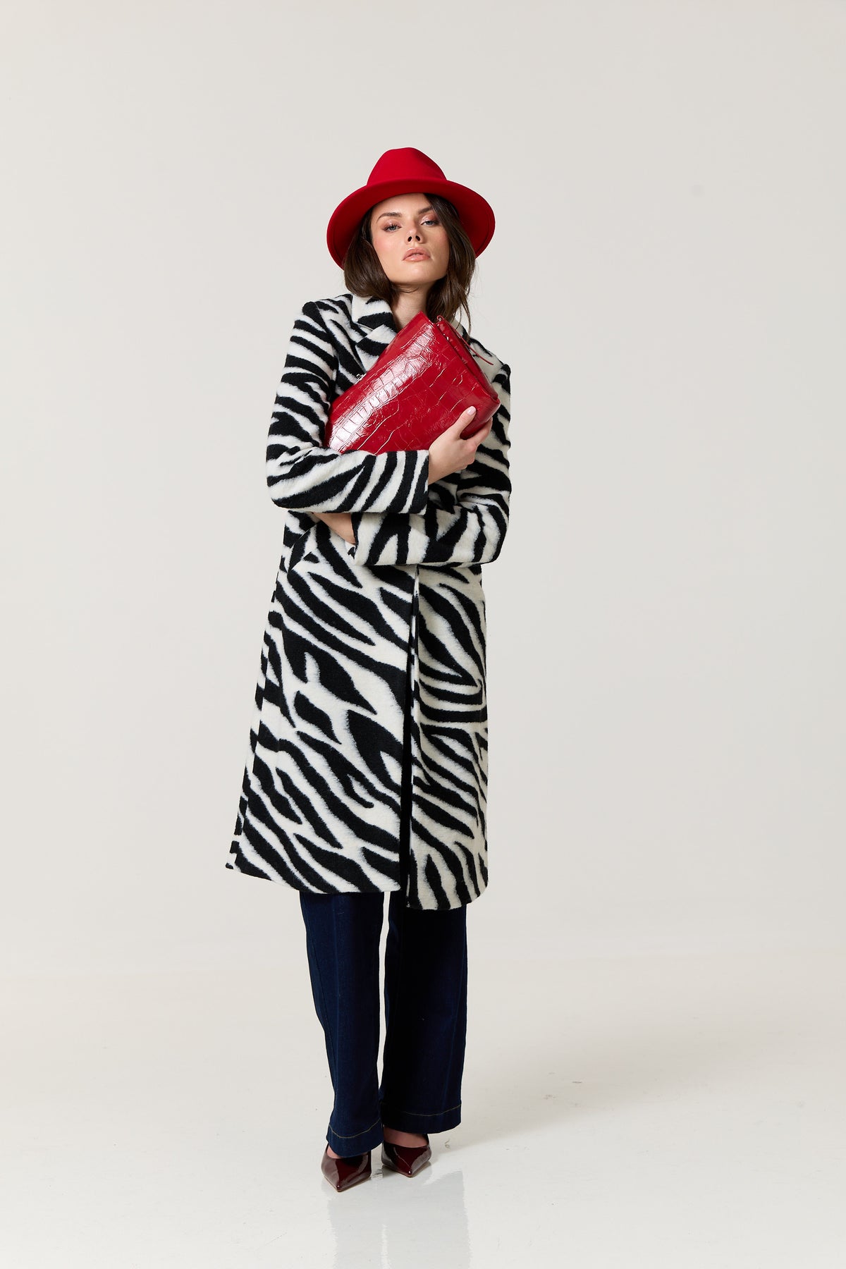 
                  
                    Zebra Print Wool Blend Long Coat
                  
                