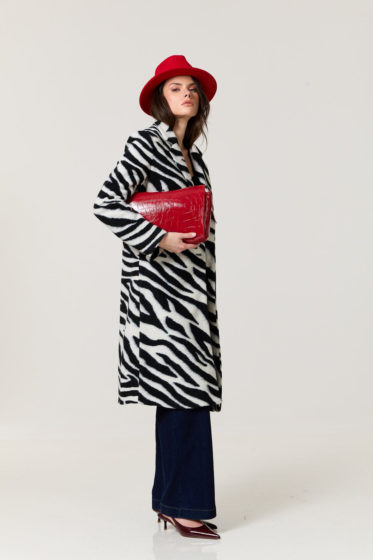 
                  
                    Zebra Print Wool Blend Long Coat
                  
                