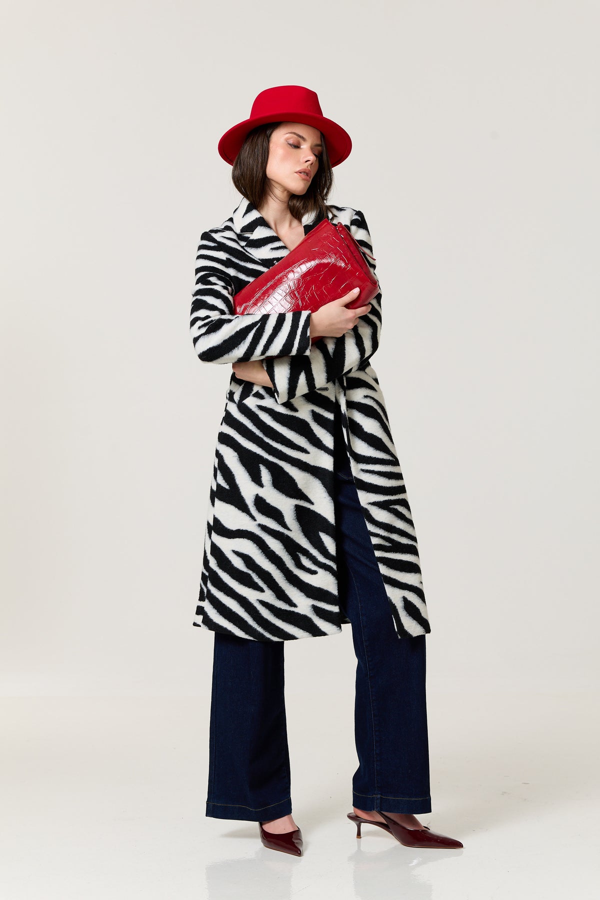 
                  
                    Zebra Print Wool Blend Long Coat
                  
                