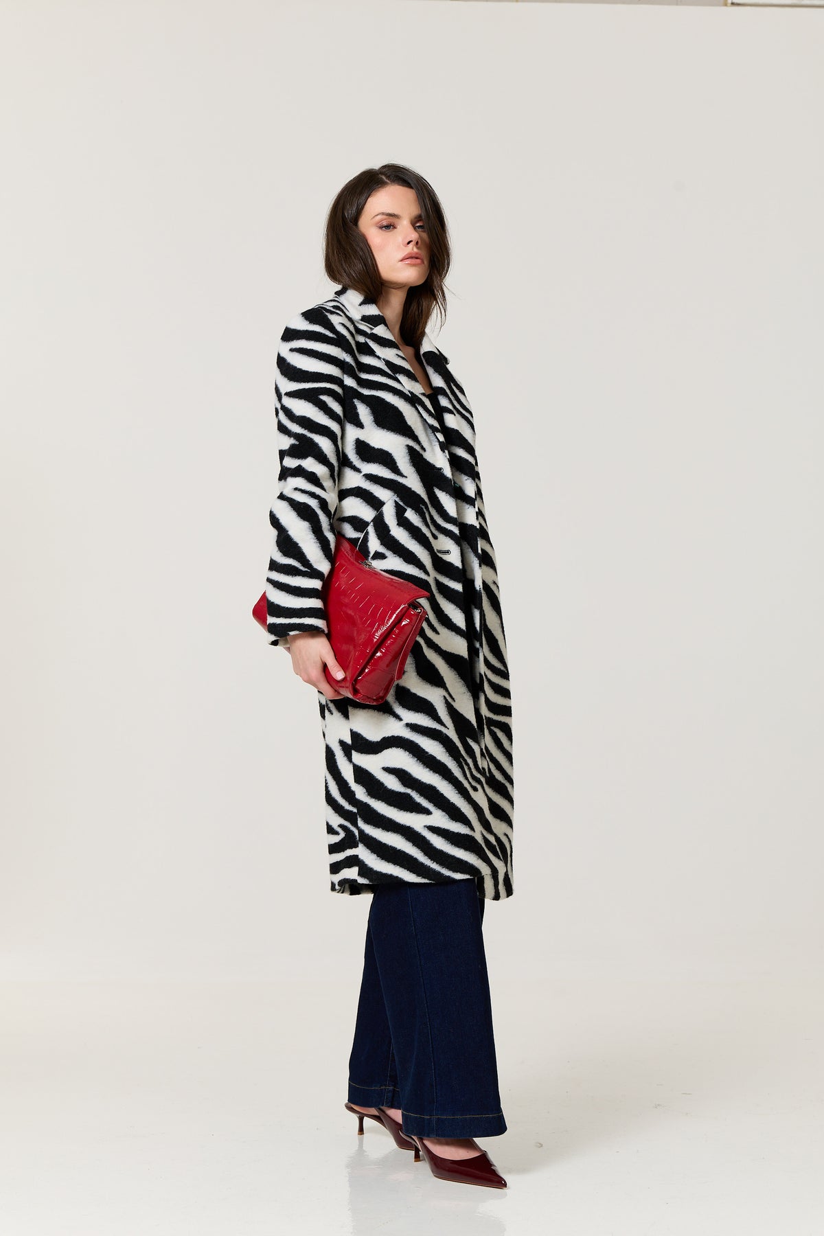 
                  
                    Zebra Print Wool Blend Long Coat
                  
                