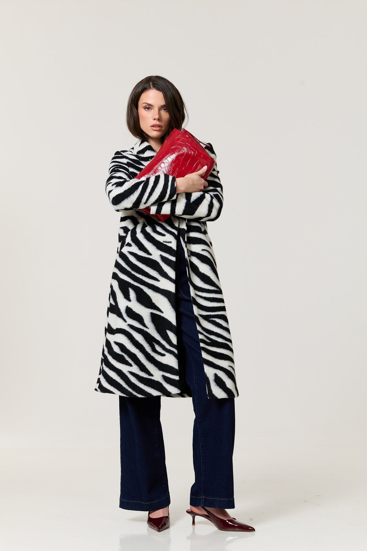 
                  
                    Zebra Print Wool Blend Long Coat
                  
                
