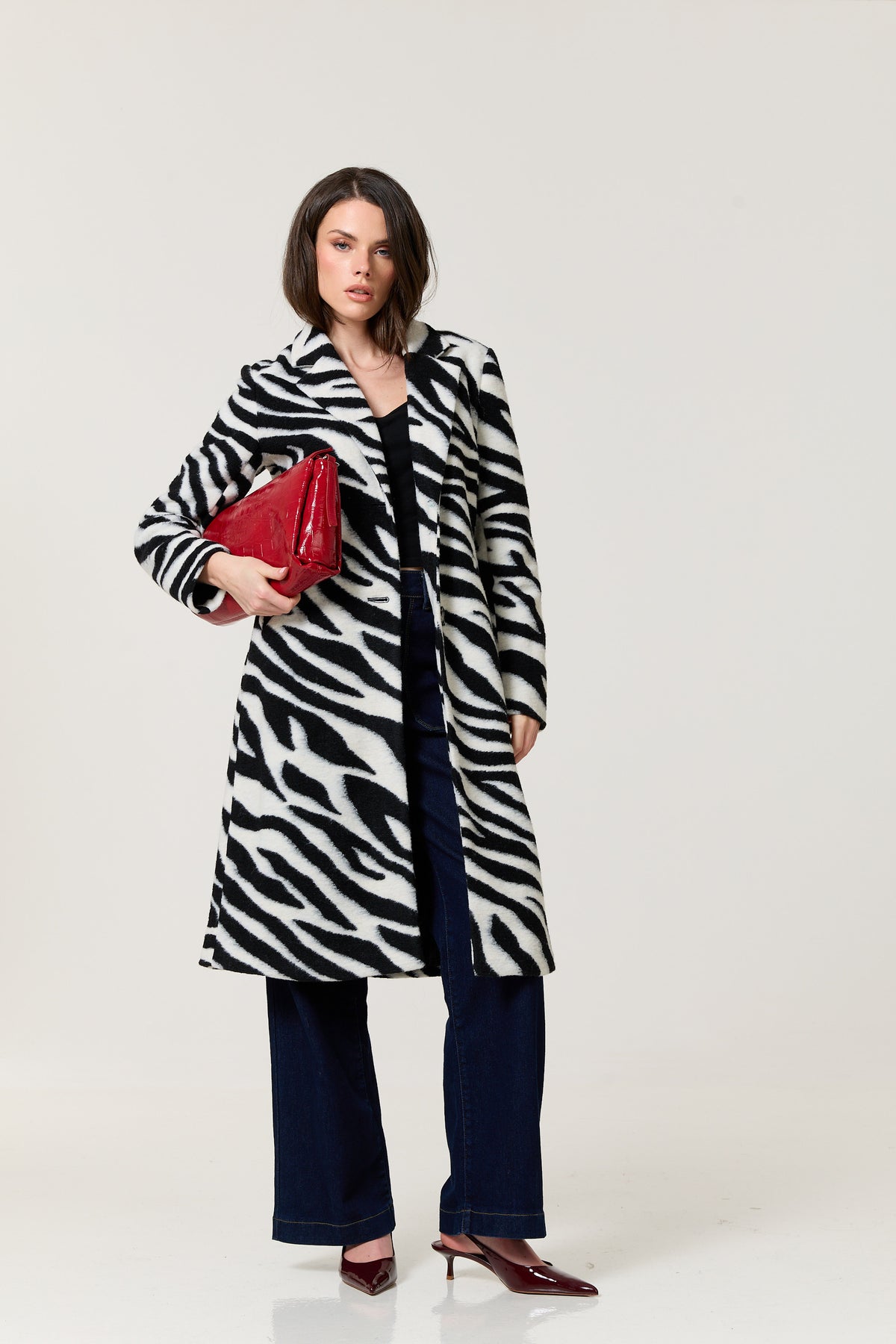 
                  
                    Zebra Print Wool Blend Long Coat
                  
                
