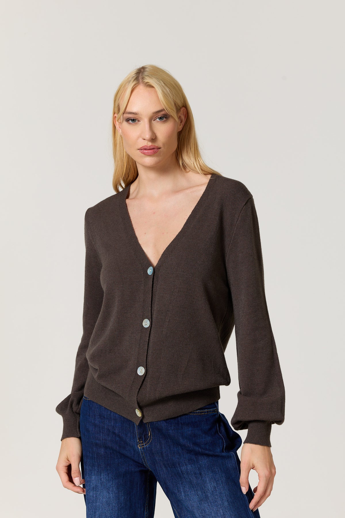 
                  
                    Brown V-Neck Button Front Cardigan
                  
                