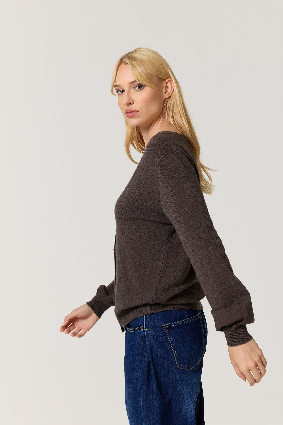 
                  
                    Brown V-Neck Button Front Cardigan
                  
                