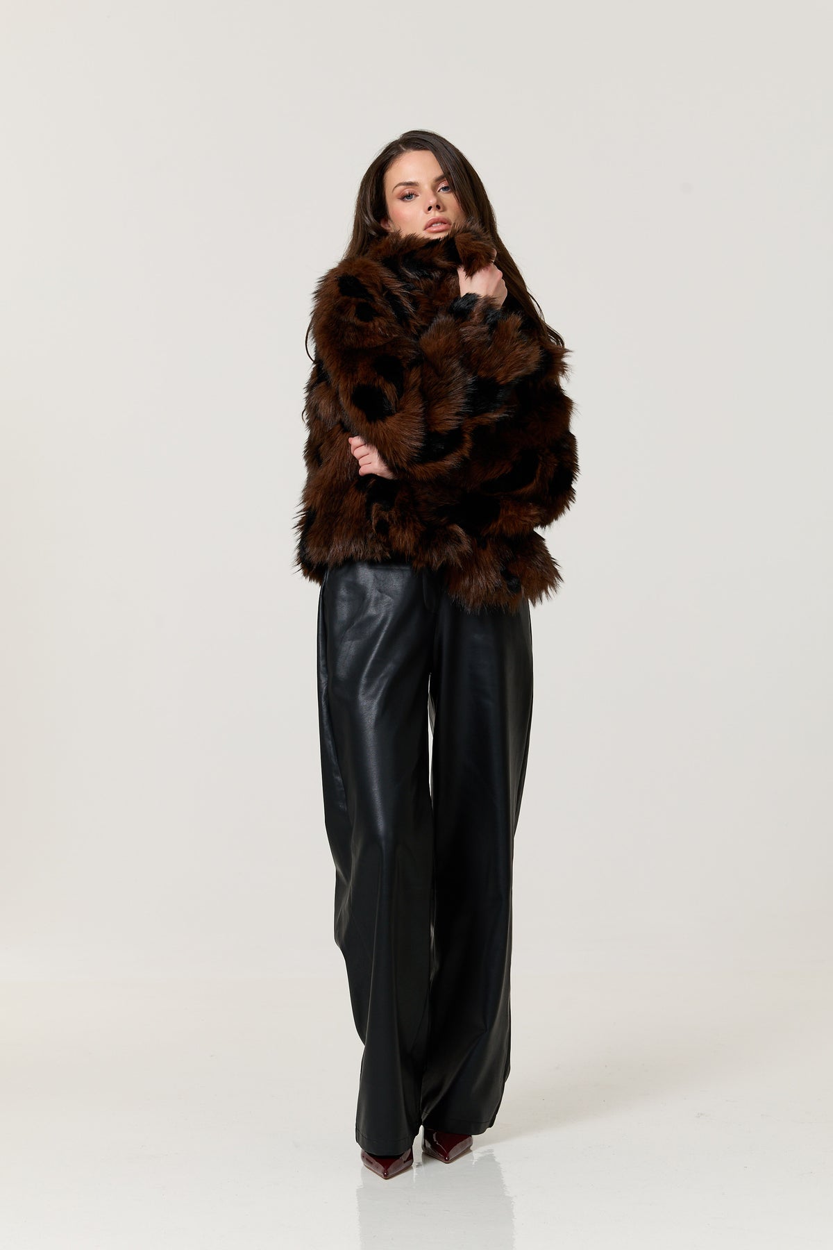 
                  
                    Leopard Print Faux Fur Jacket
                  
                