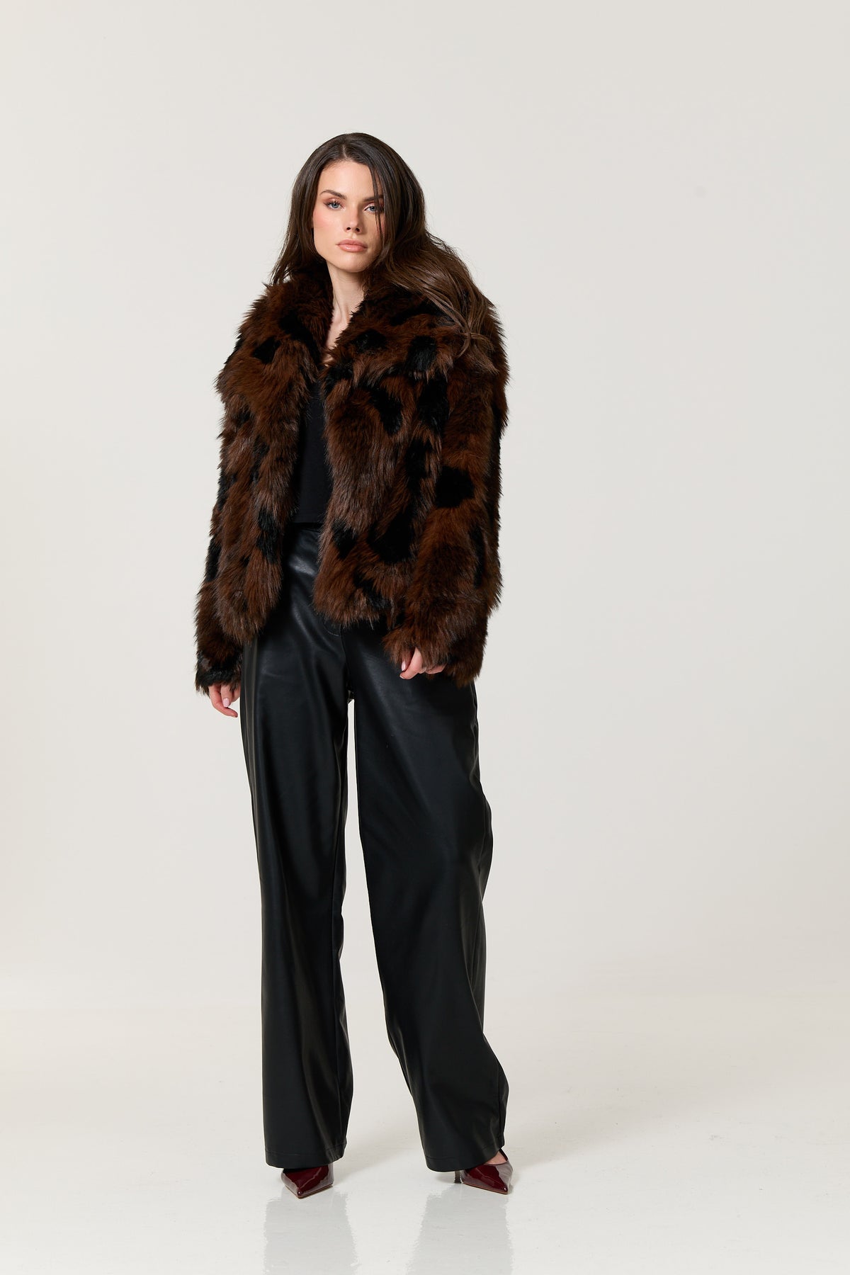 
                  
                    Leopard Print Faux Fur Jacket
                  
                