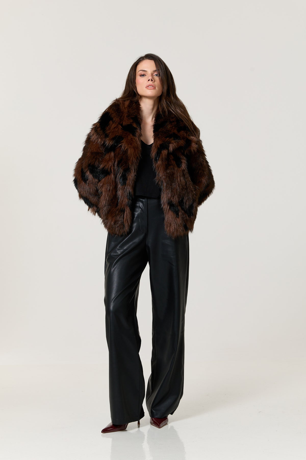 
                  
                    Leopard Print Faux Fur Jacket
                  
                