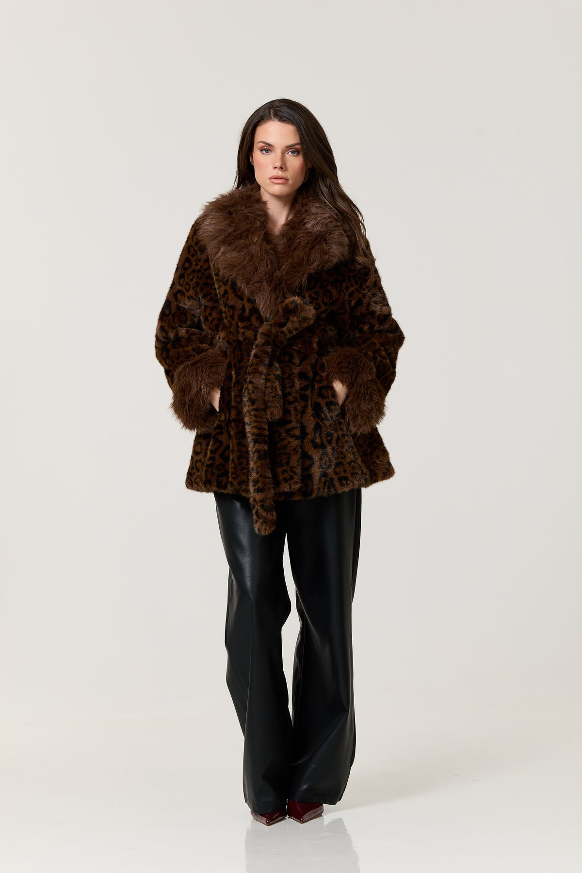 
                  
                    Leopard Faux Fur Belted Coat
                  
                