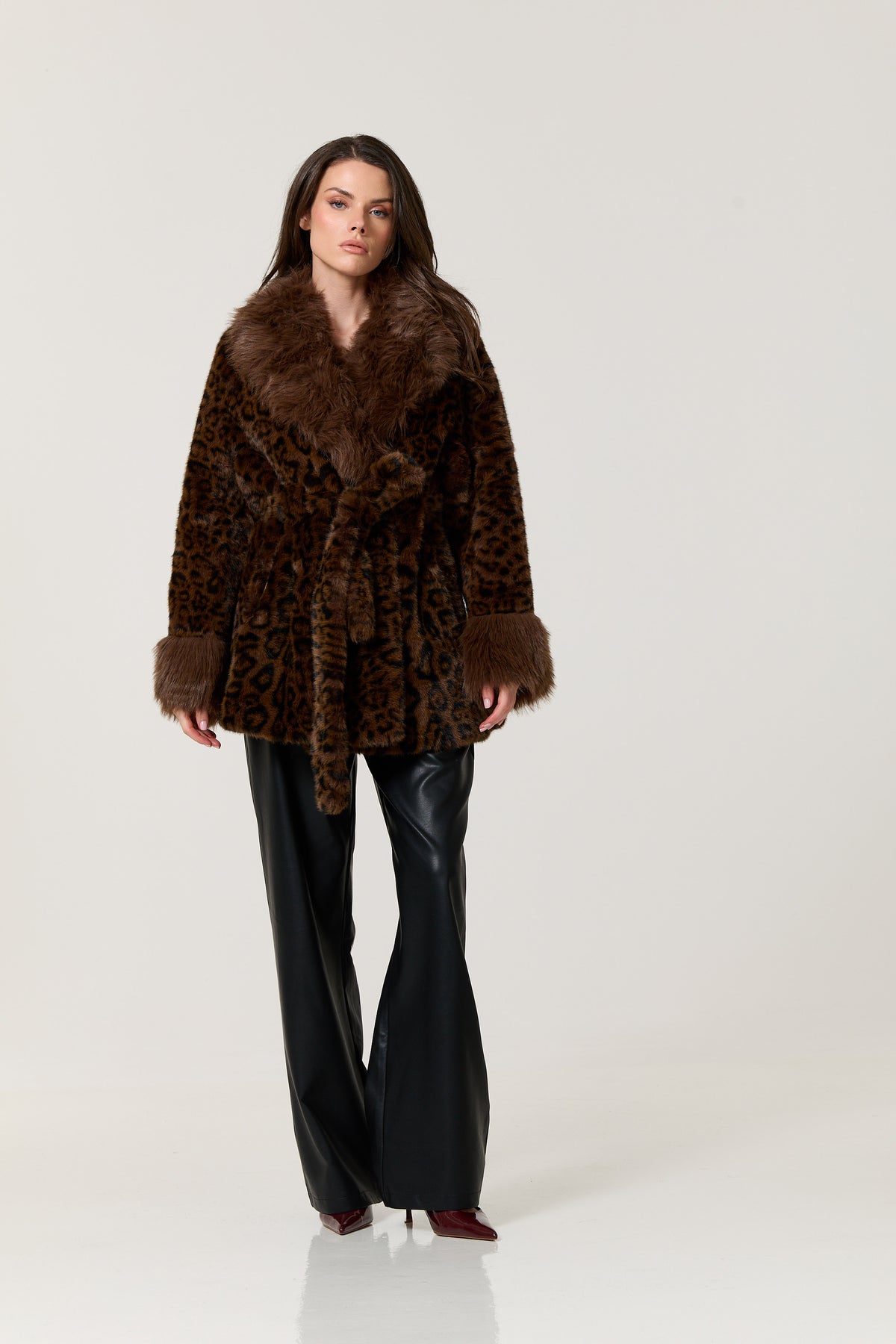 
                  
                    Leopard Faux Fur Belted Coat
                  
                