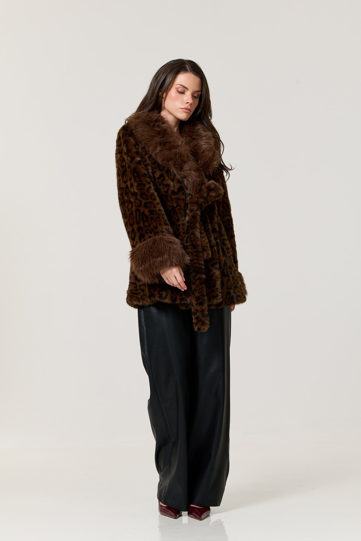 
                  
                    Leopard Faux Fur Belted Coat
                  
                