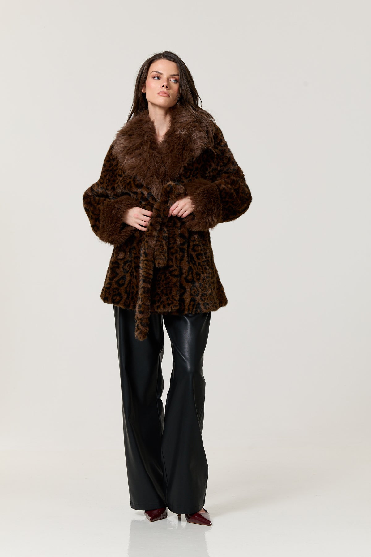 
                  
                    Leopard Faux Fur Belted Coat
                  
                