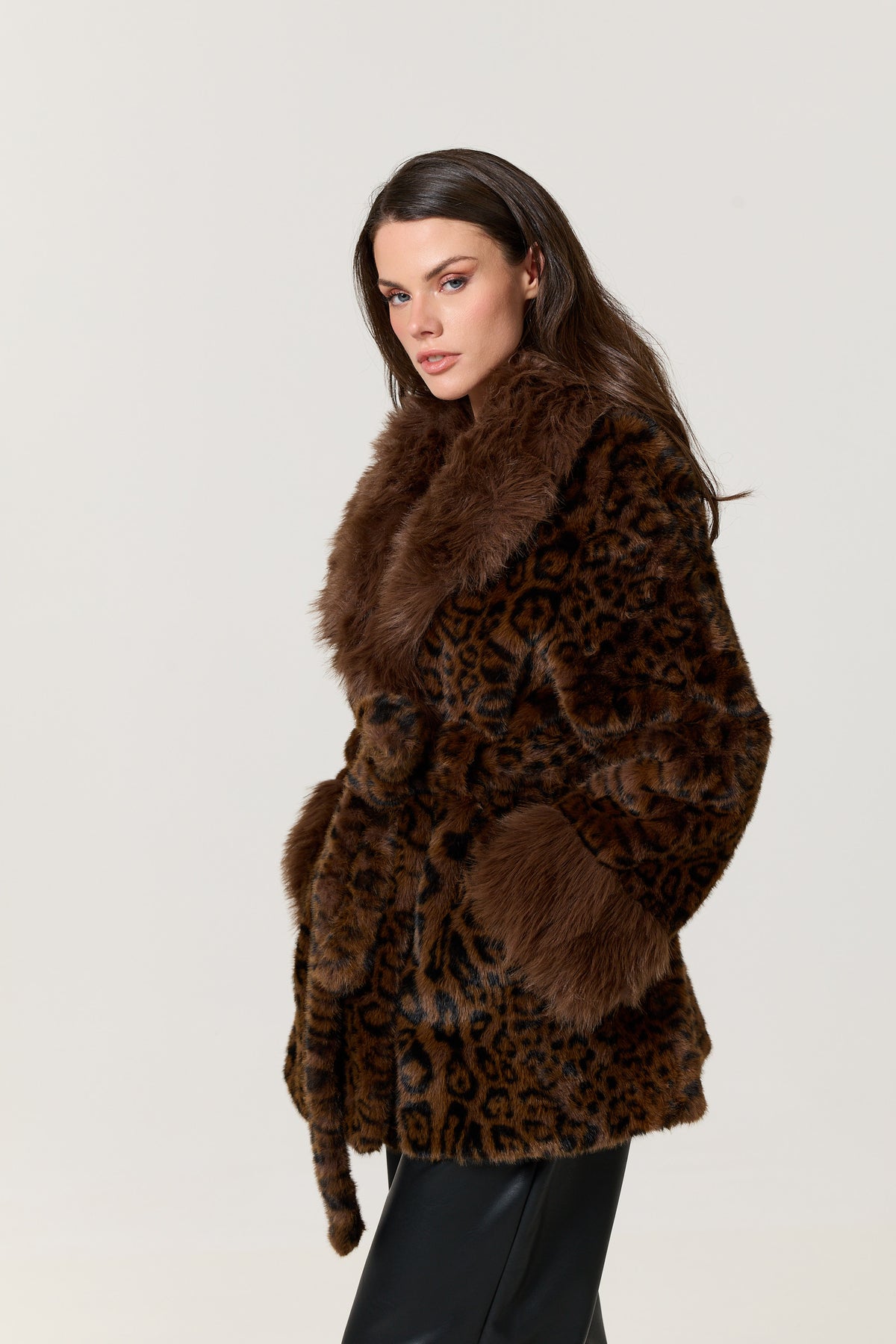 
                  
                    Leopard Faux Fur Belted Coat
                  
                