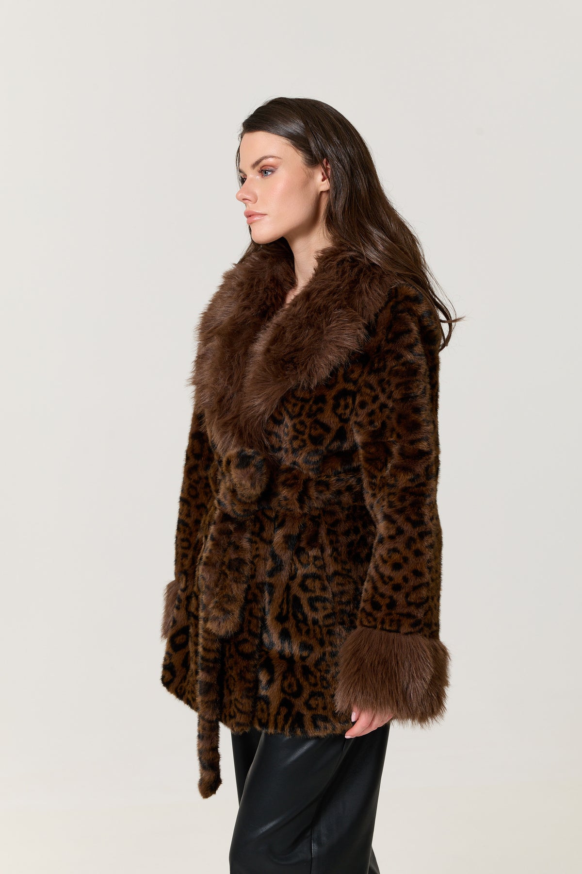 
                  
                    Leopard Faux Fur Belted Coat
                  
                