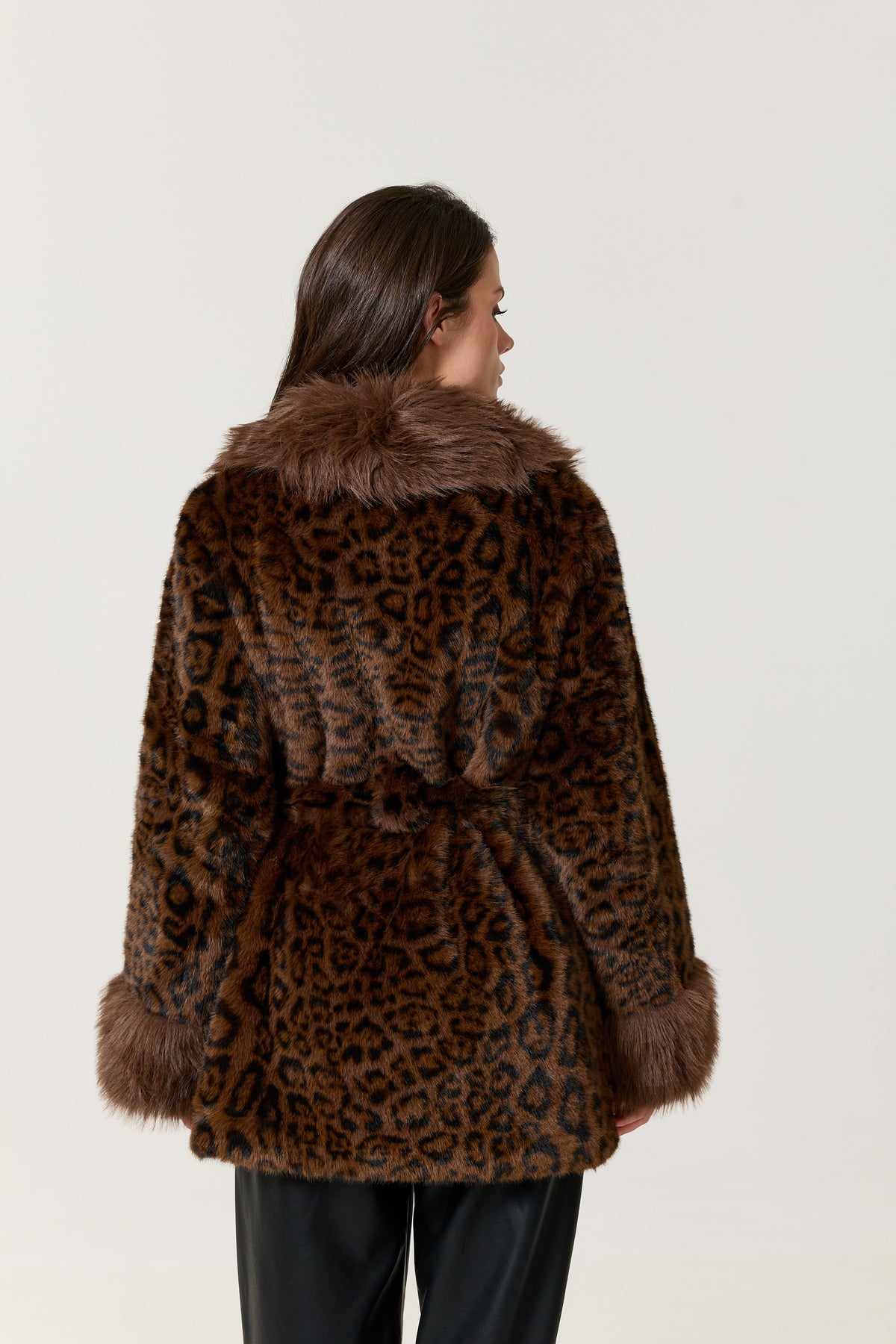 
                  
                    Leopard Faux Fur Belted Coat
                  
                