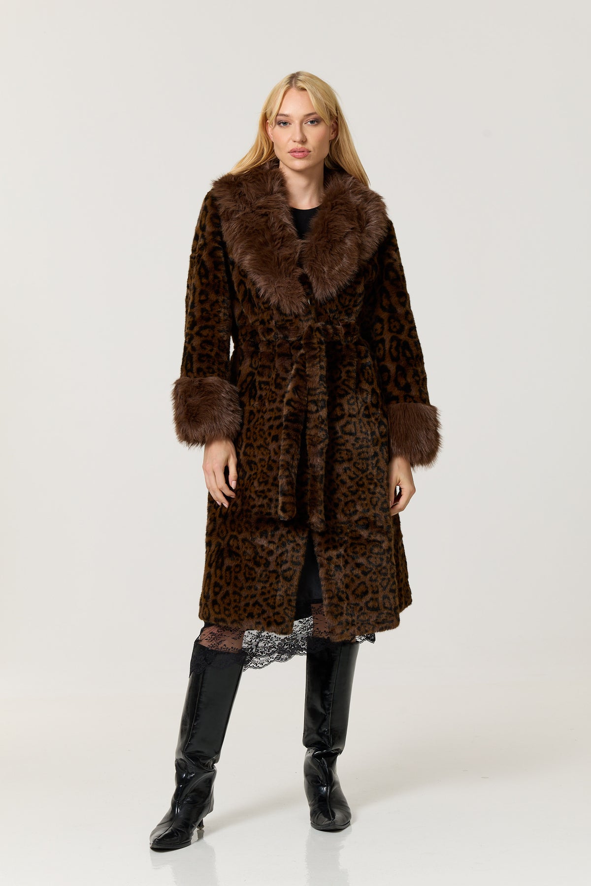 
                  
                    Leopard Faux Fur Longline Coat
                  
                