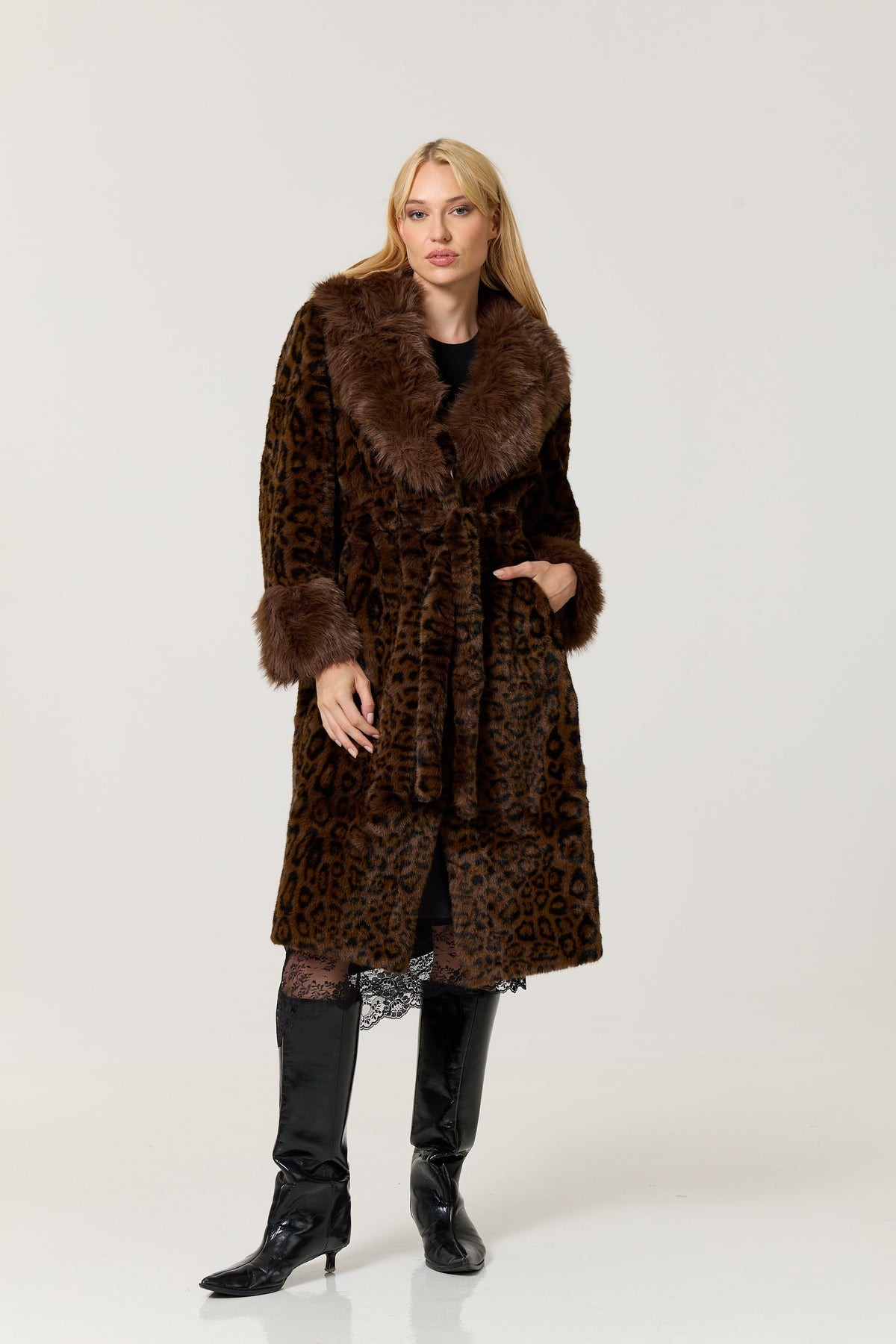 
                  
                    Leopard Faux Fur Longline Coat
                  
                