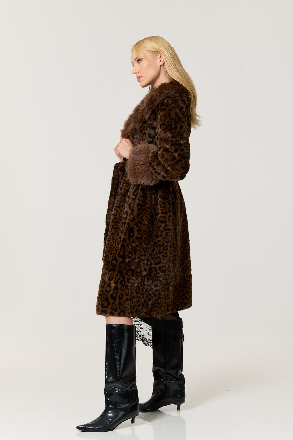 
                  
                    Leopard Faux Fur Longline Coat
                  
                