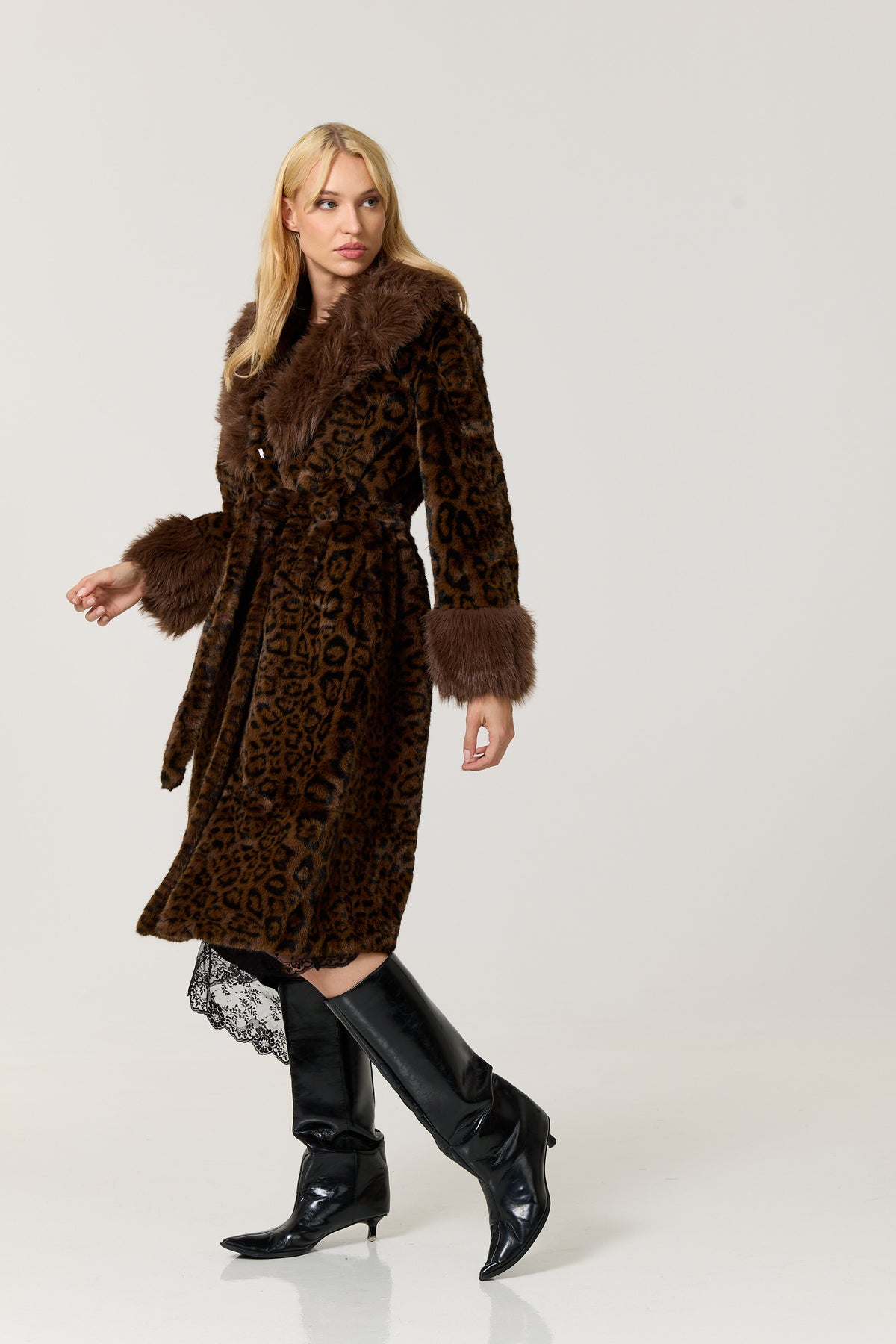 
                  
                    Leopard Faux Fur Longline Coat
                  
                