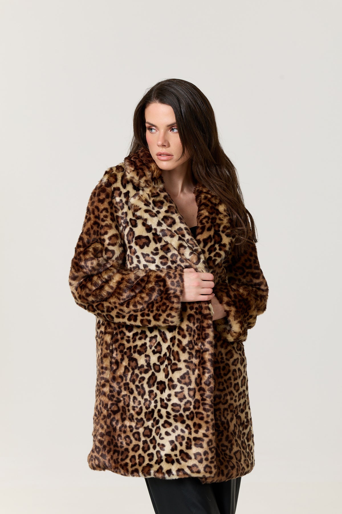 
                  
                    Leopard Print Faux Fur Coat
                  
                