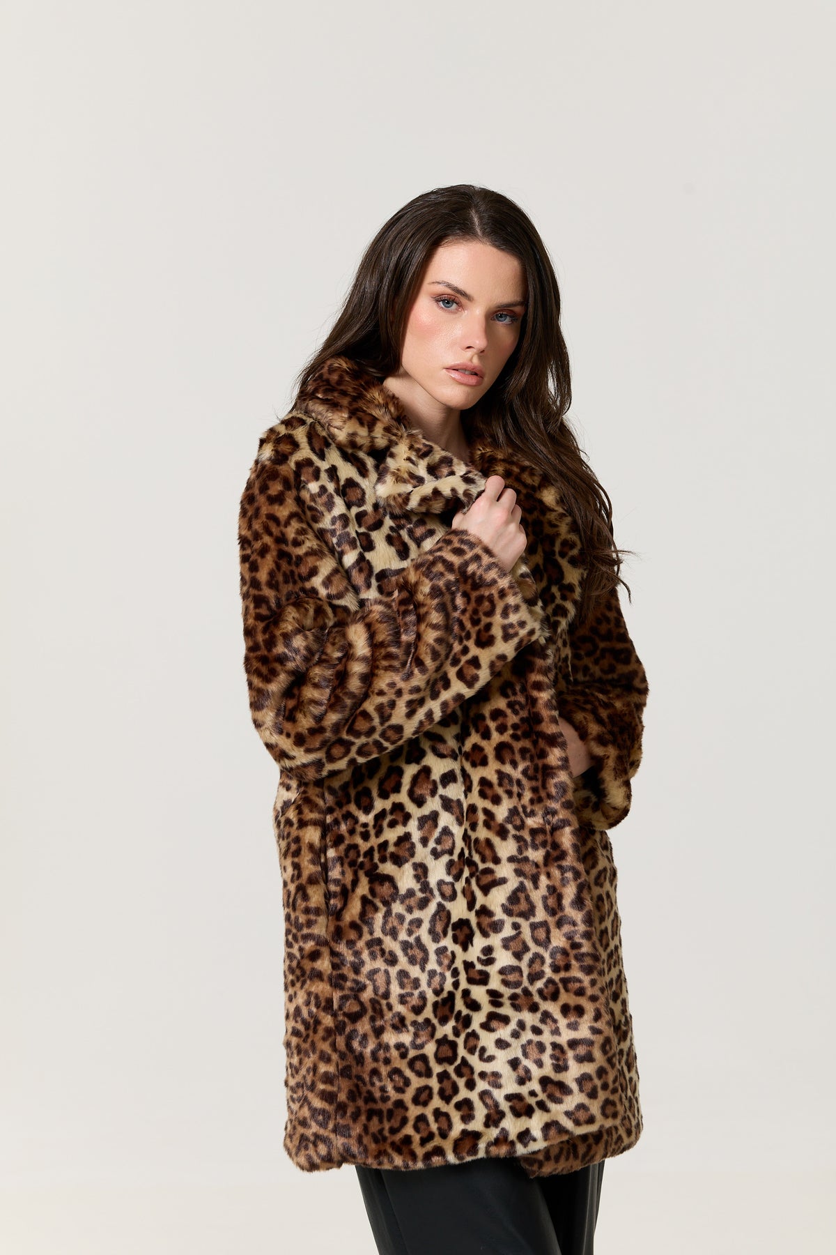 
                  
                    Leopard Print Faux Fur Coat
                  
                