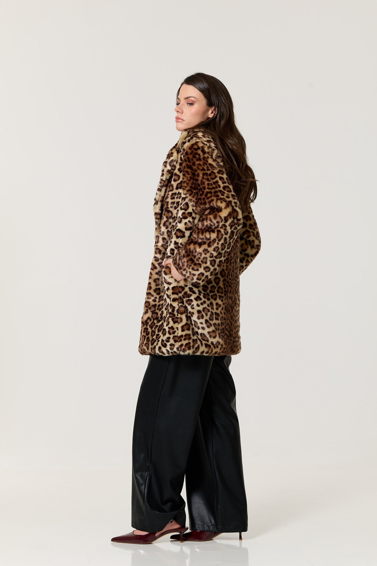 
                  
                    Leopard Print Faux Fur Coat
                  
                