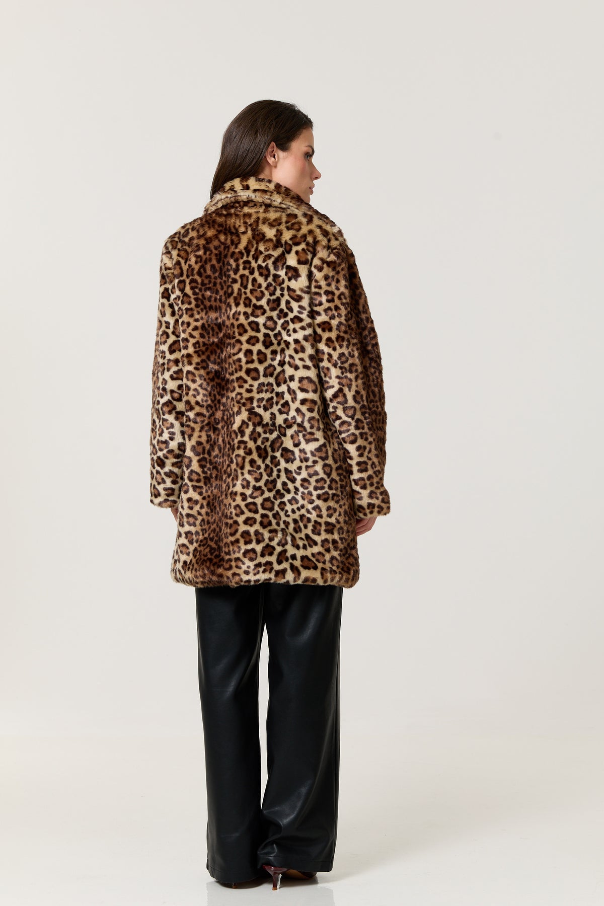
                  
                    Leopard Print Faux Fur Coat
                  
                
