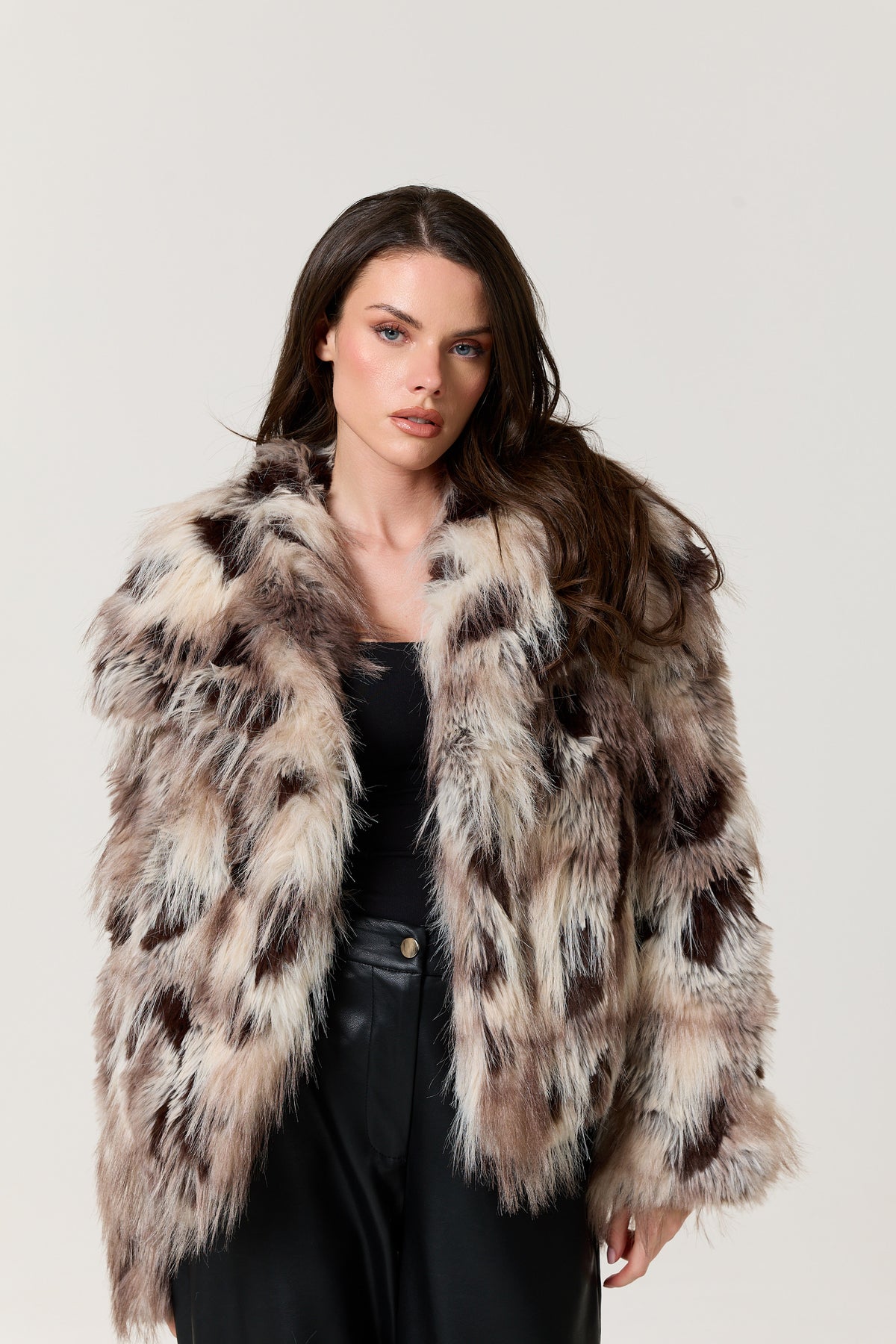 
                  
                    Abstract Animal Print Faux Fur Jacket
                  
                