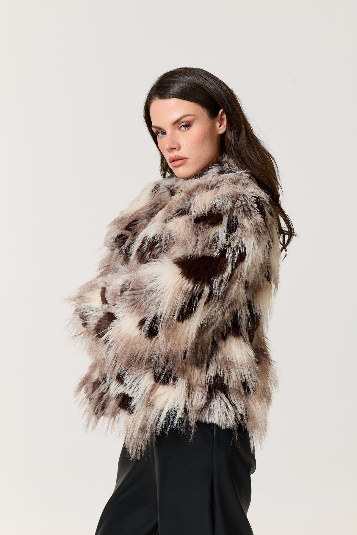 
                  
                    Abstract Animal Print Faux Fur Jacket
                  
                