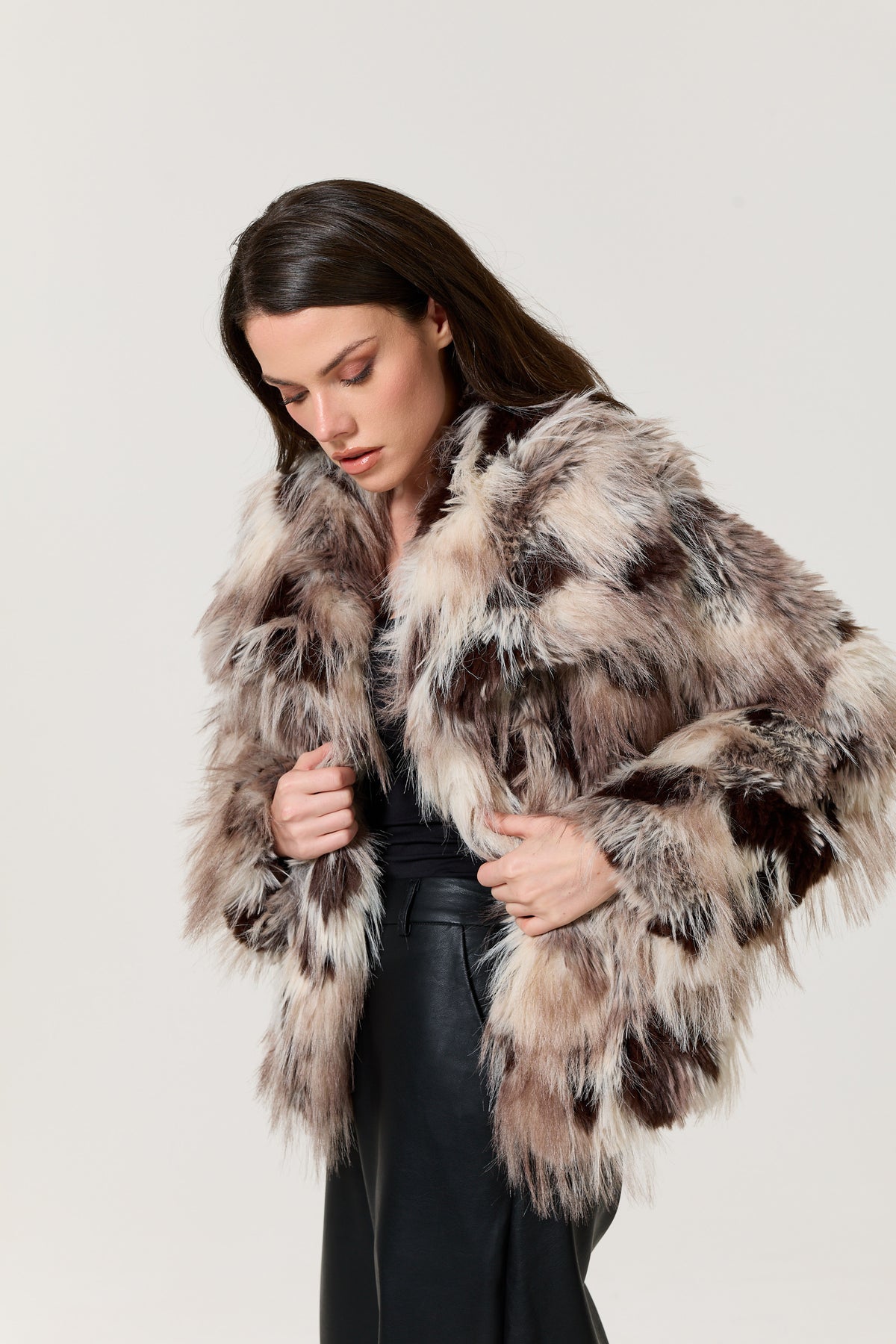 
                  
                    Abstract Animal Print Faux Fur Jacket
                  
                