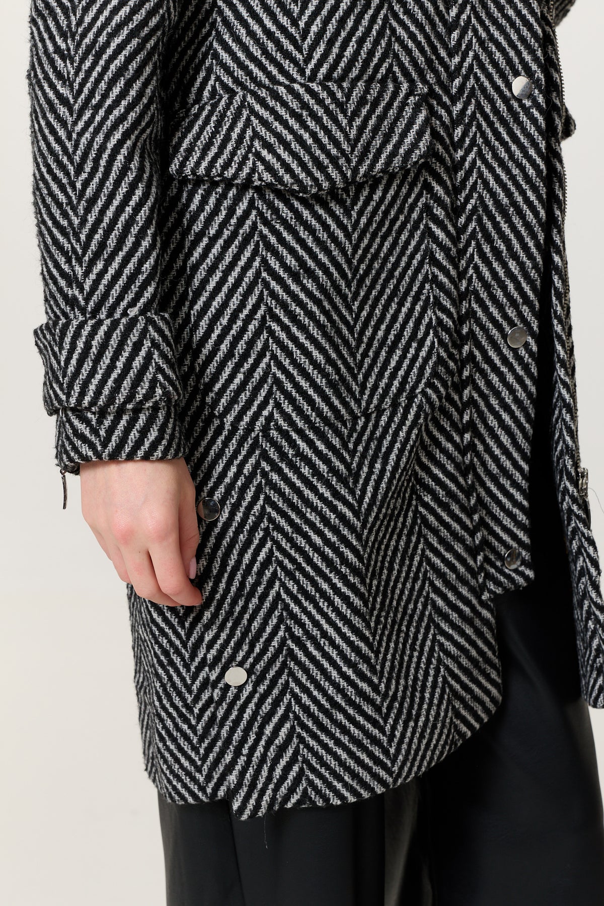 
                  
                    Wool Blend Herringbone Midi Coat
                  
                