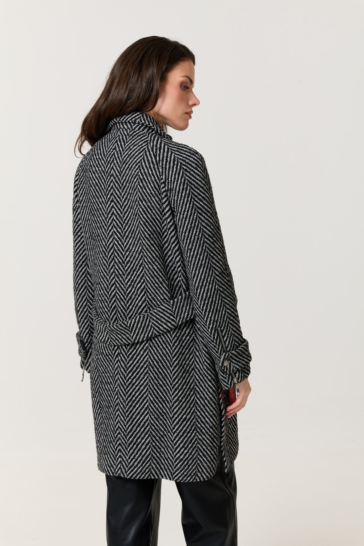 
                  
                    Wool Blend Herringbone Midi Coat
                  
                
