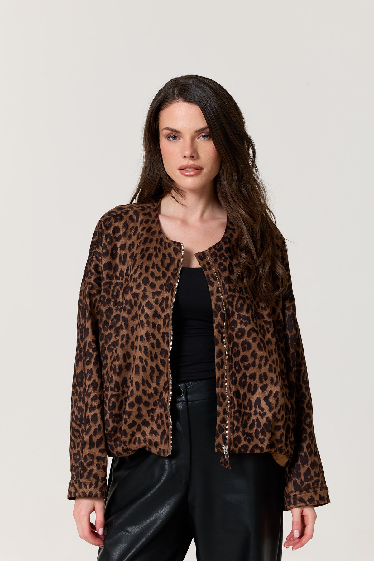 
                  
                    Brown Leopard Print Zip Jacket
                  
                