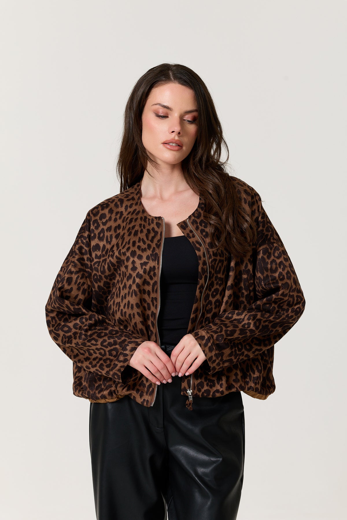 
                  
                    Brown Leopard Print Zip Jacket
                  
                