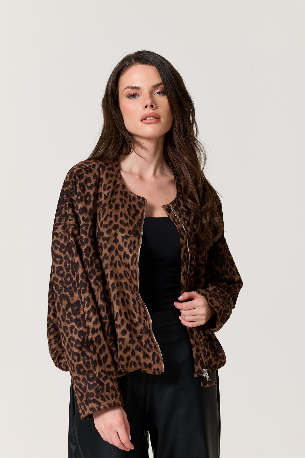 
                  
                    Brown Leopard Print Zip Jacket
                  
                