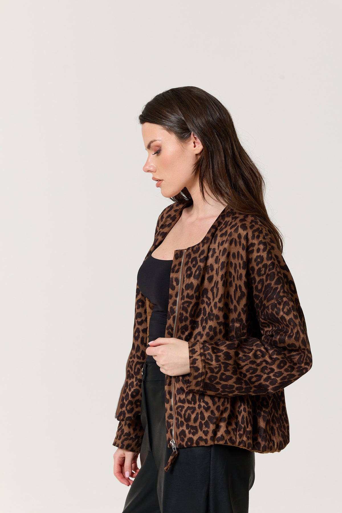 
                  
                    Brown Leopard Print Zip Jacket
                  
                