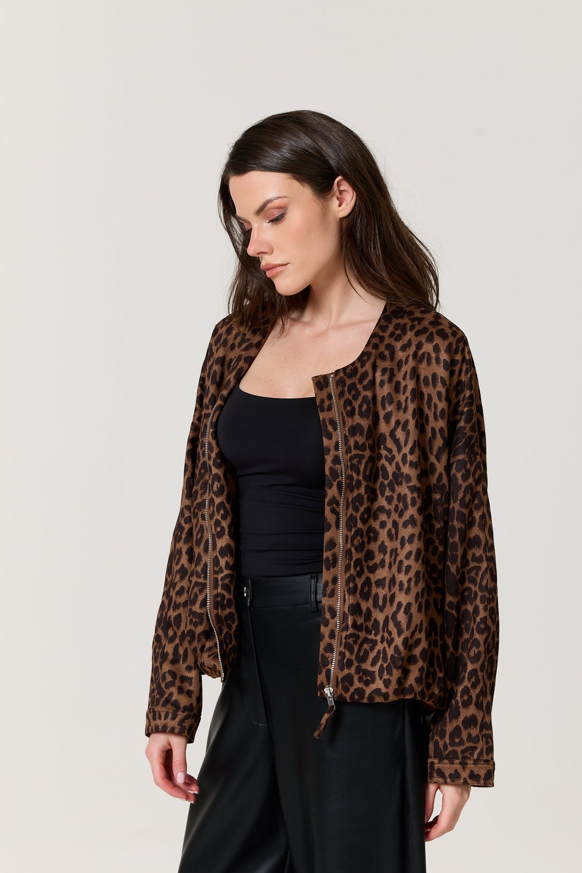 
                  
                    Brown Leopard Print Zip Jacket
                  
                