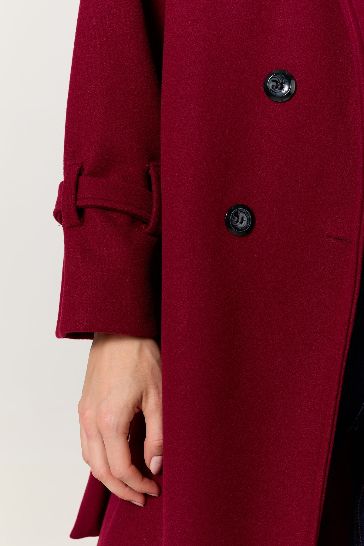 
                  
                    Burgundy Double Breasted Belted Coat
                  
                