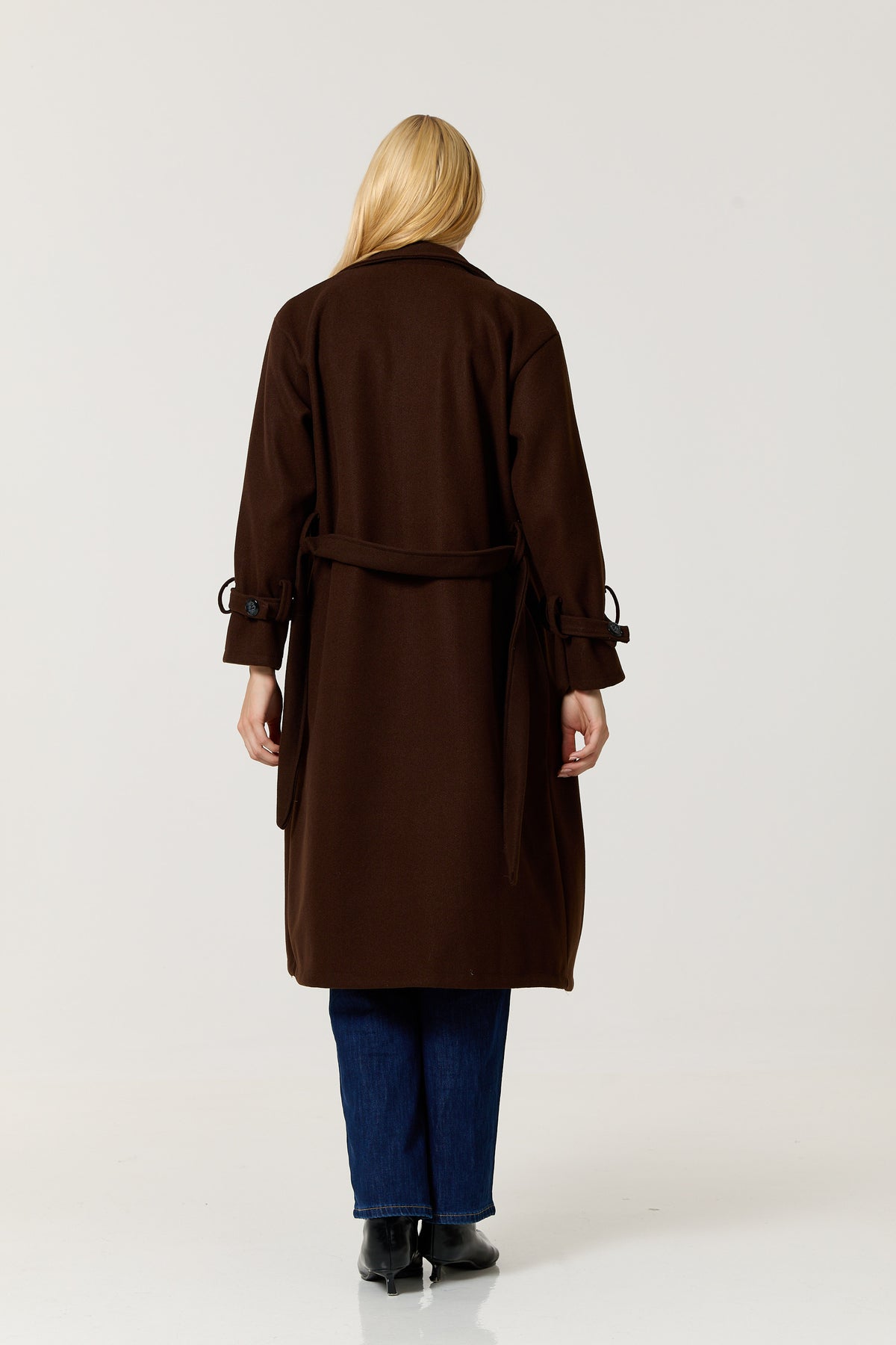 
                  
                    Brown Double Breasted Belted Long Coat
                  
                