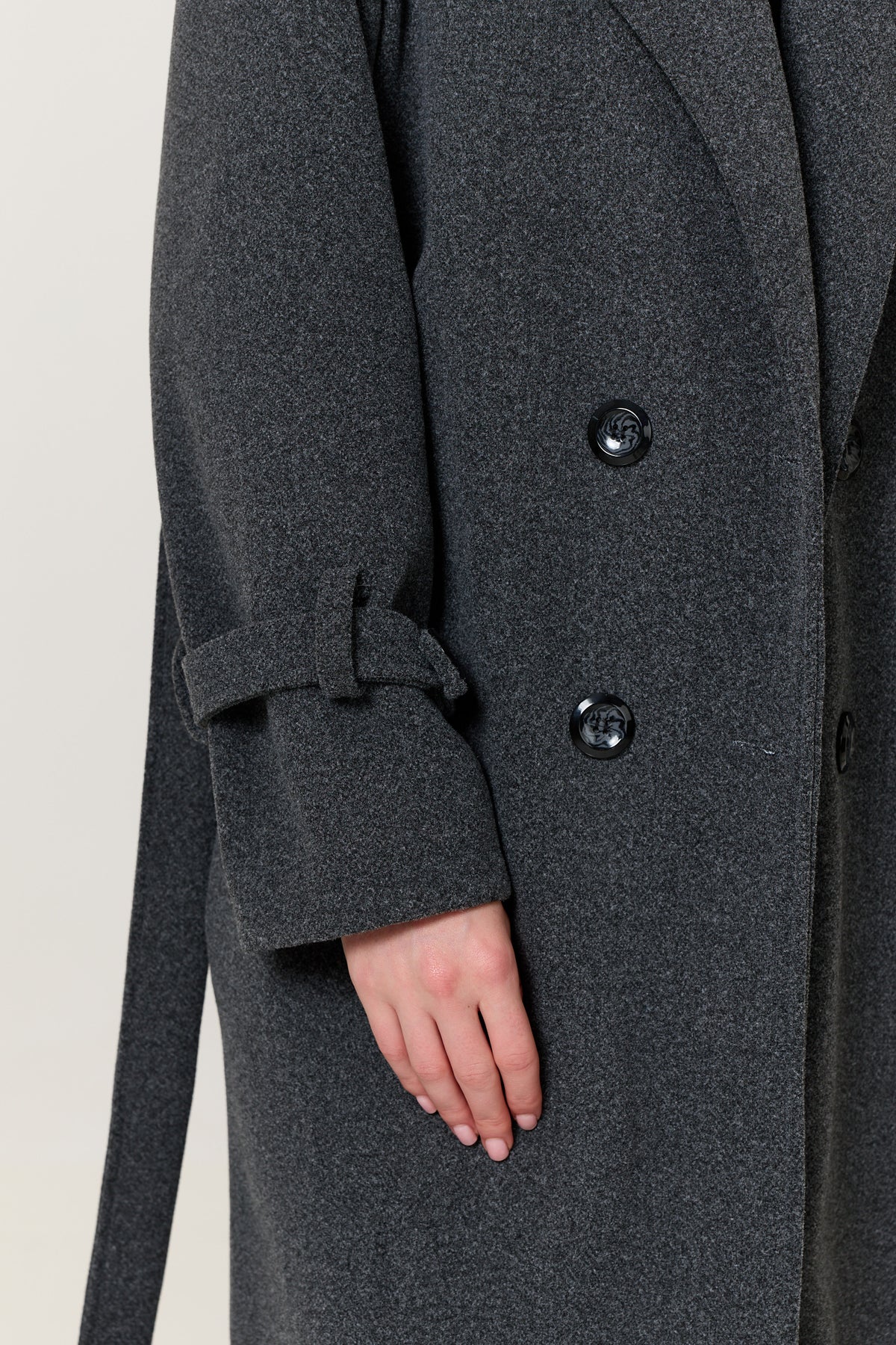 
                  
                    Charcoal Double Breasted Belted Coat
                  
                