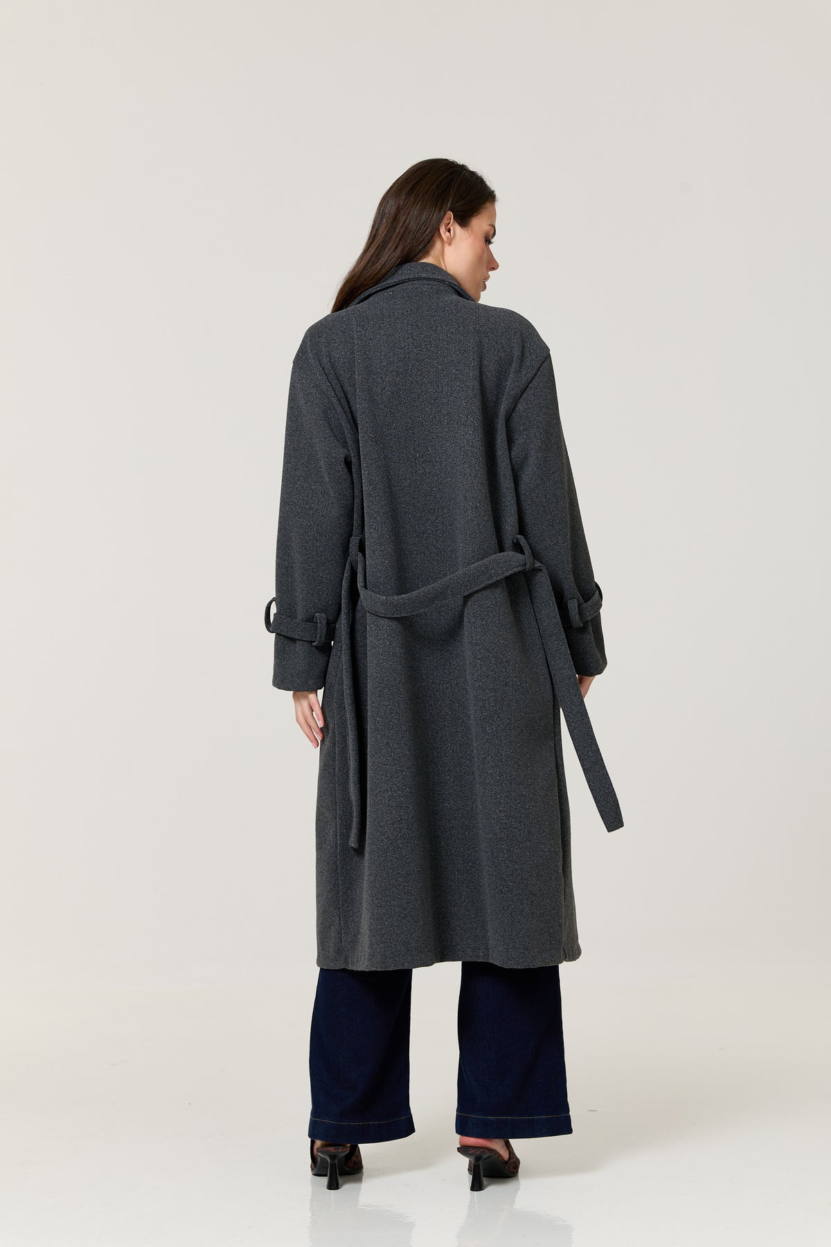 
                  
                    Charcoal Double Breasted Belted Coat
                  
                