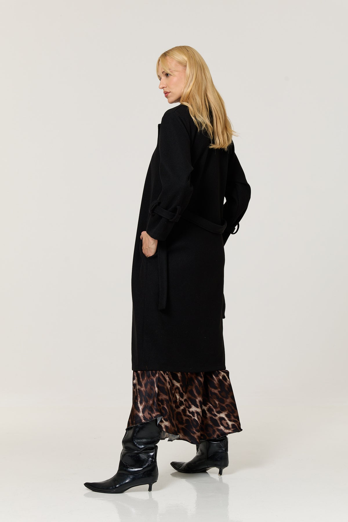 
                  
                    Black Double Breasted Belted Long Coat
                  
                