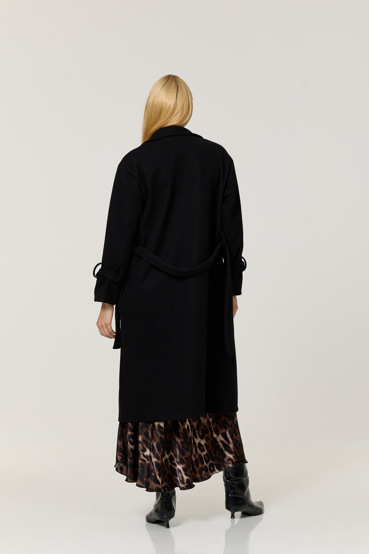 
                  
                    Black Double Breasted Belted Long Coat
                  
                