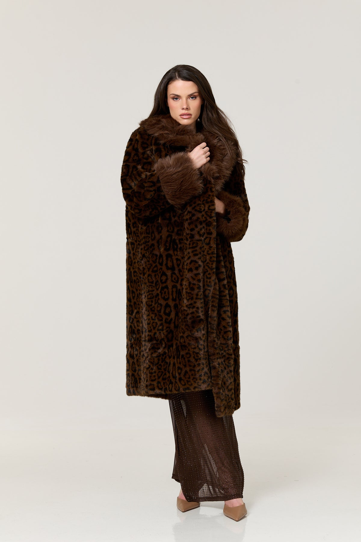 
                  
                    Leopard Faux Fur Longline Coat
                  
                