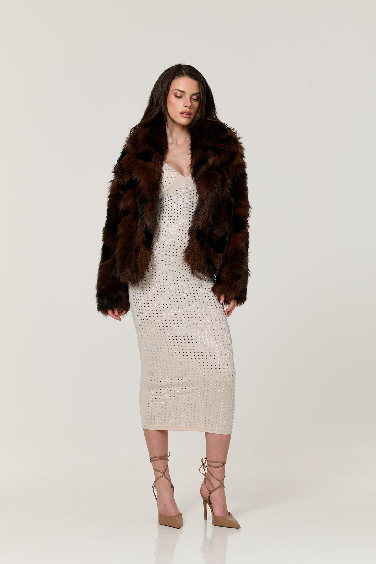 
                  
                    Cream Diamante Bodycon Midi Dress
                  
                
